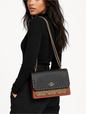 Coach Klare Signature Rivets Convertible Python Crossbody Shoulder Bag CV978